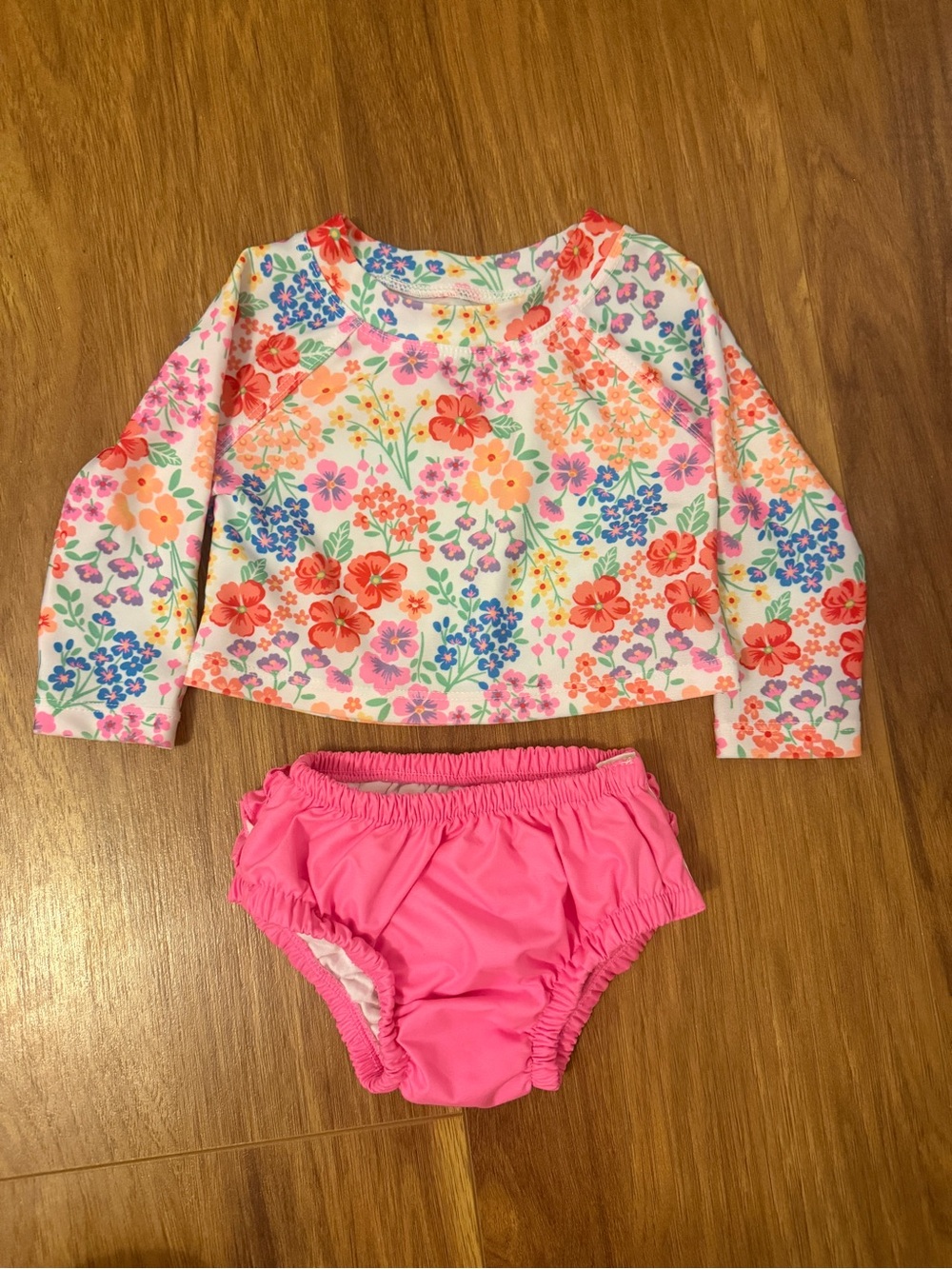 wonder nation Floral Long-Sleeve Rashguard Set in Pink